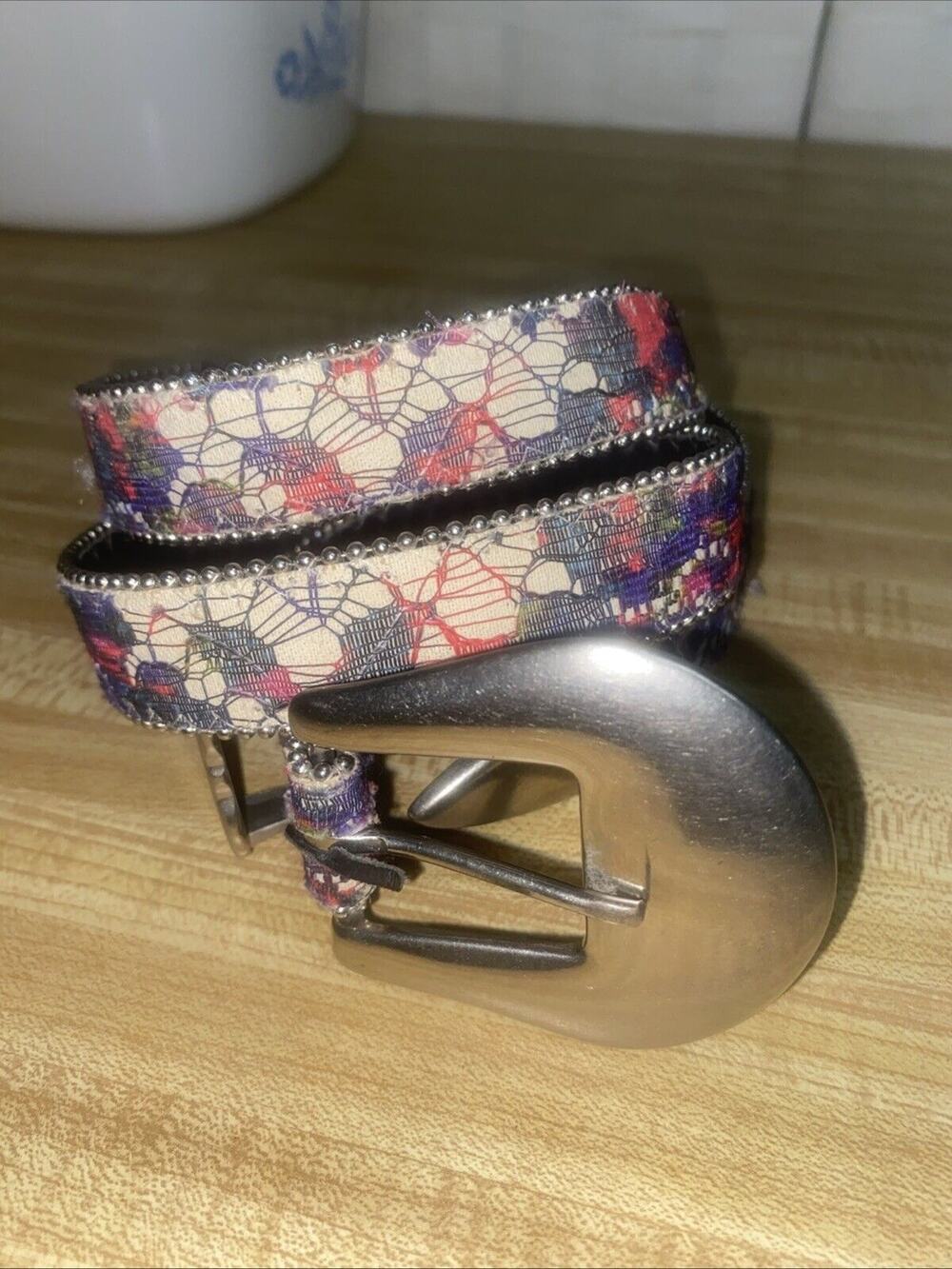 Vintage 80s Elite Fresno California Women's Jeweled Rainbow Colorful Belt Sz LRG